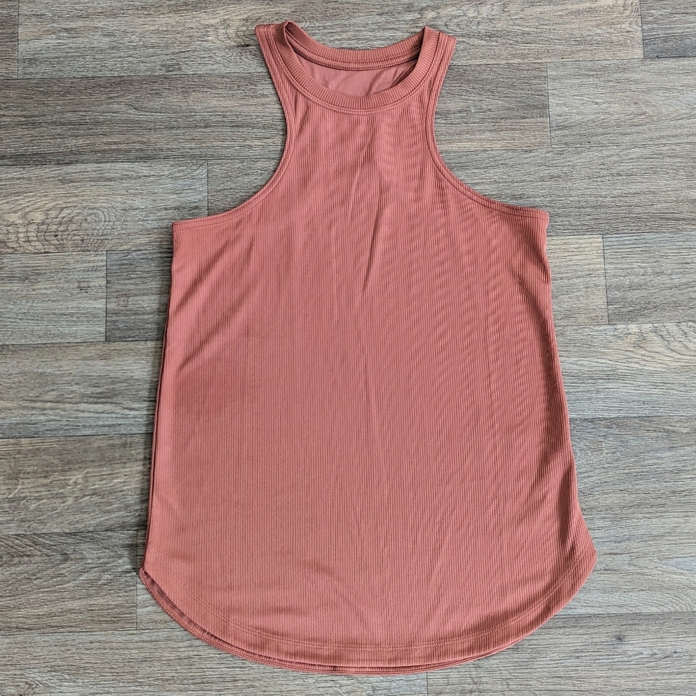 Nike Ribbed High Neck Brown Workout Tank Top Size Small